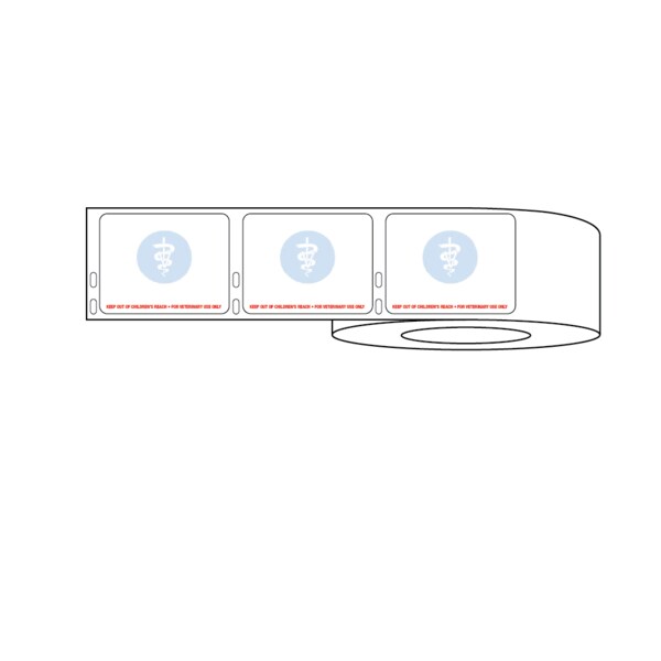 Dymo Prescription Label w/Catuceus&Warning2-3/4"x2-1/8" White Blue Red